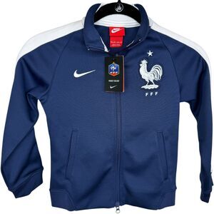 NWT Nike FFF Navy blue and white embroidered track jacket kids Size XS